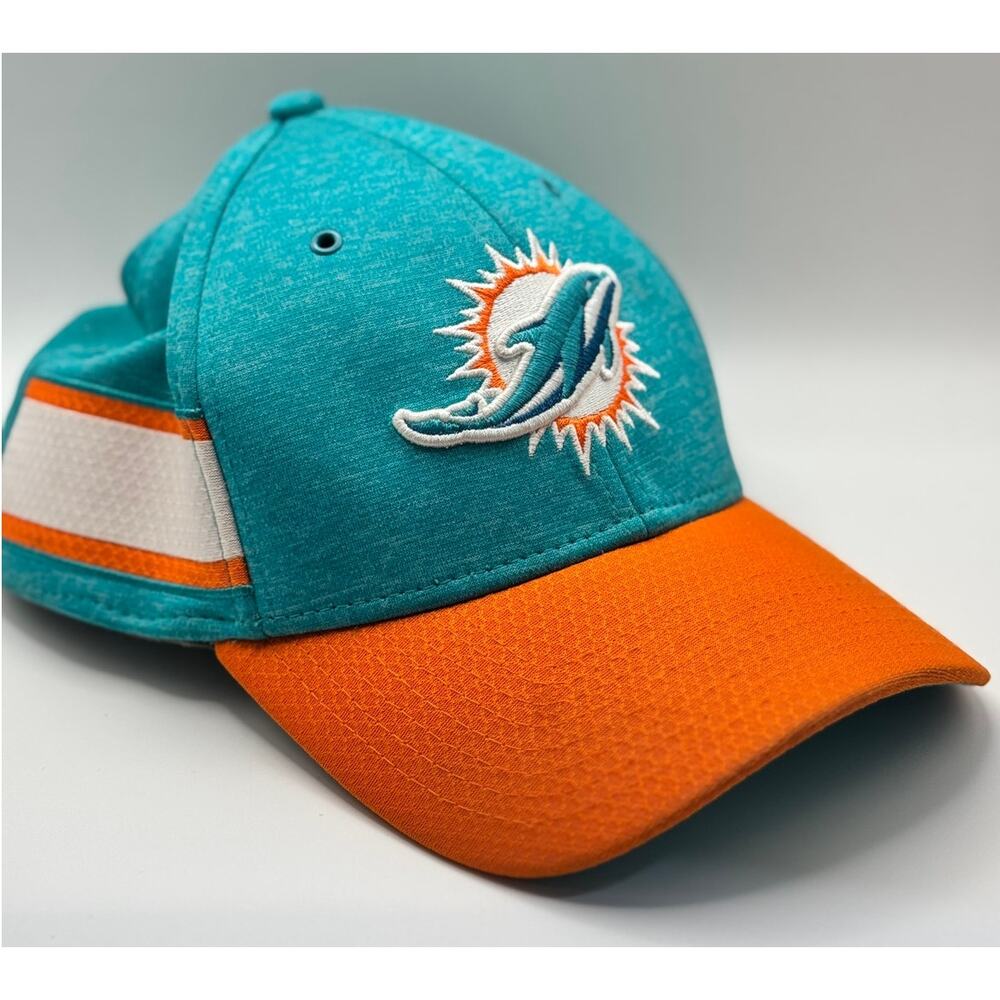 Miami Dolphins Football Throwback 3 Stripe Logo Aqua